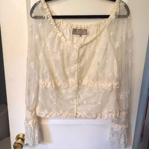 Double D Ranch Embroidered Lace Blouse Size Medium